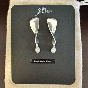 NWT J. Crew Silver Earrings with Freshwater Pearls